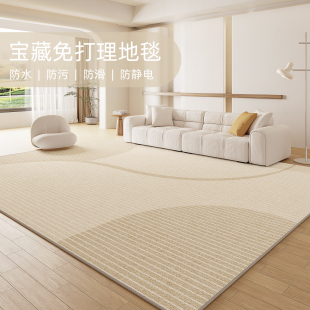 免洗s可擦奶油风免打理轻奢高级沙发茶几防水地 地毯客厅2024新款