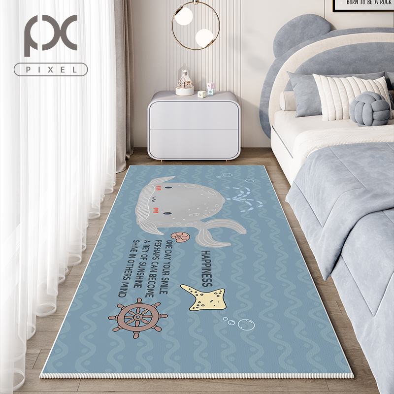 地毯卧室床边毯202o3新款卡通风儿童床前长条加厚房间地垫可睡可