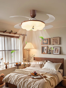 清遥清遥古色古香卧室扇灯创意南瓜核桃图案隐形扇吸顶灯