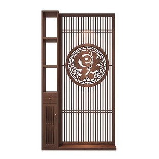 木质屏风客厅实木隔断柜简约现代入户玄关柜家用遮挡置物架 新中式
