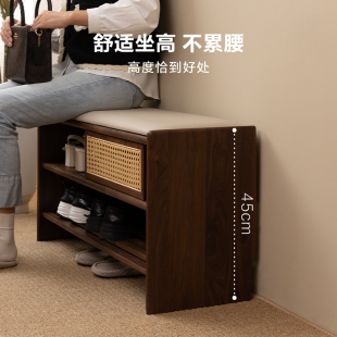 架 梵瀚黑胡桃木换鞋 凳门口家用可座鞋 柜一体式 收纳入户进门实木鞋