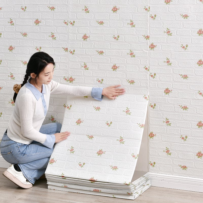 墙纸自粘3d立体墙贴防水防潮壁纸卧室客厅背景墙装饰泡沫砖纹贴纸