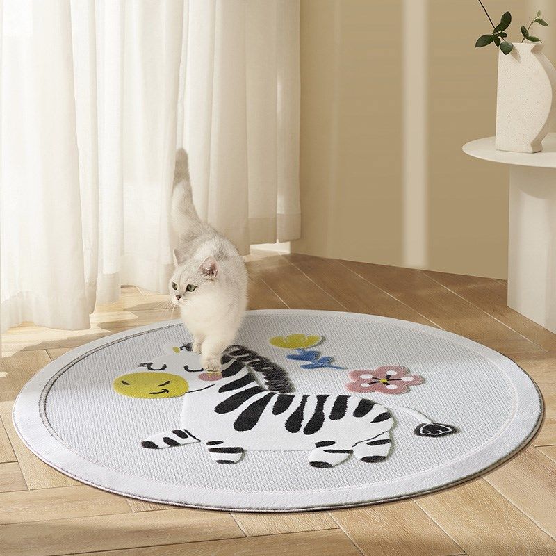 大江圆形儿童房间地毯卡通书房学习椅地垫阅读区卧室电脑转椅垫子