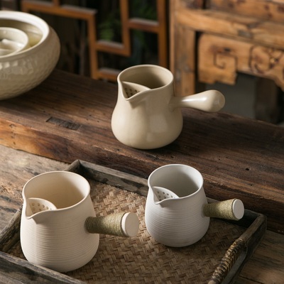 潮州陶瓷白泥罐罐侧把煮茶器碳火烤奶茶专用原矿陶土苏打釉煮茶壶