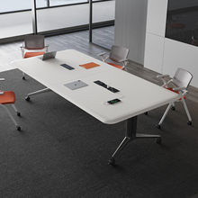 吸塑折叠会议桌可对折长条桌子培训桌拼接可移动办公带轮子餐桌