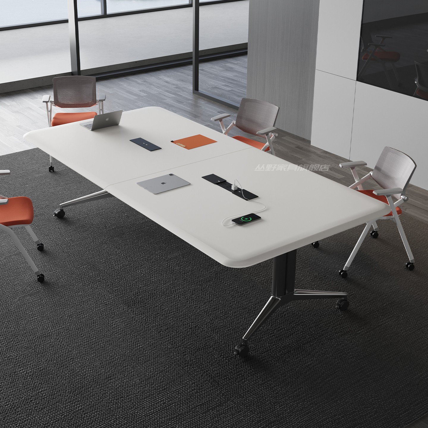 德国吸塑折叠会议桌带轮子可移动