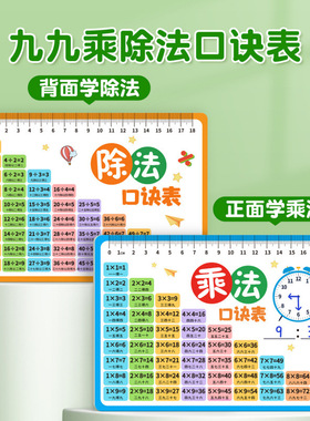 九九乘法口诀表神器小学生99乘除法板二年级数学公式卡片学习教具