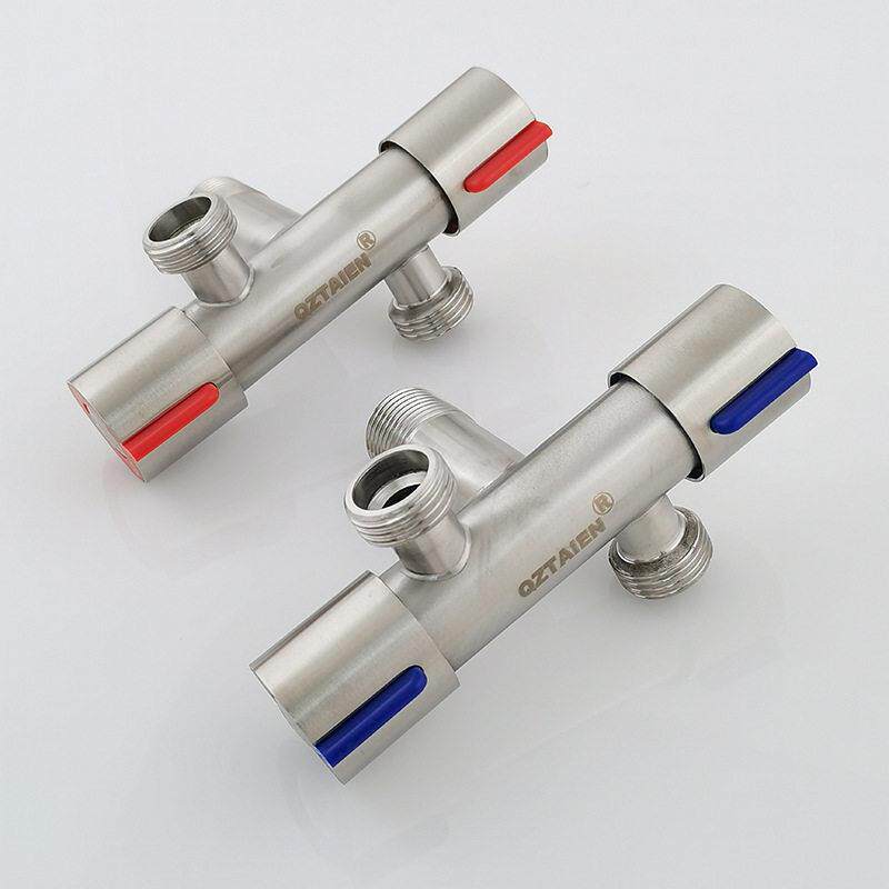 304不锈钢一进二出冷热水三通角阀双开 关双切一分二分水器水龙头