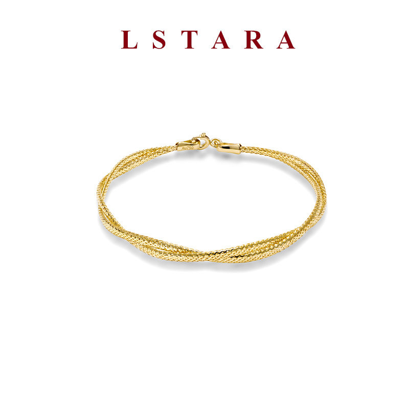 LSTARA18K金双股纽纹空气手链