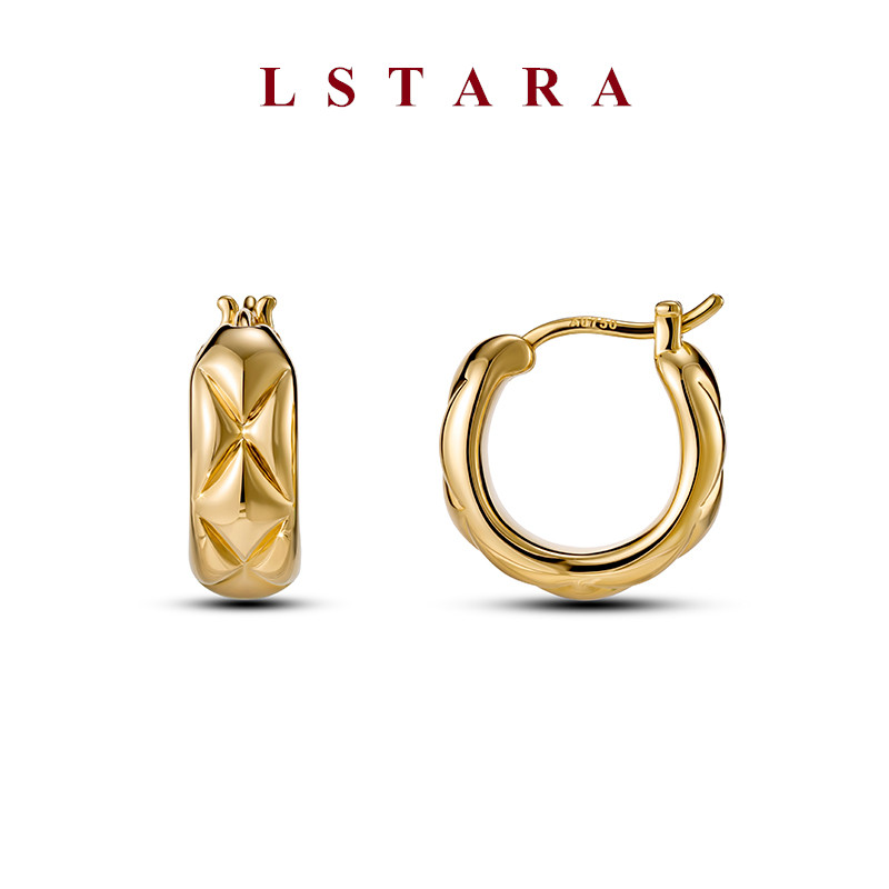 LSTARA18K金菱格纹耳圈