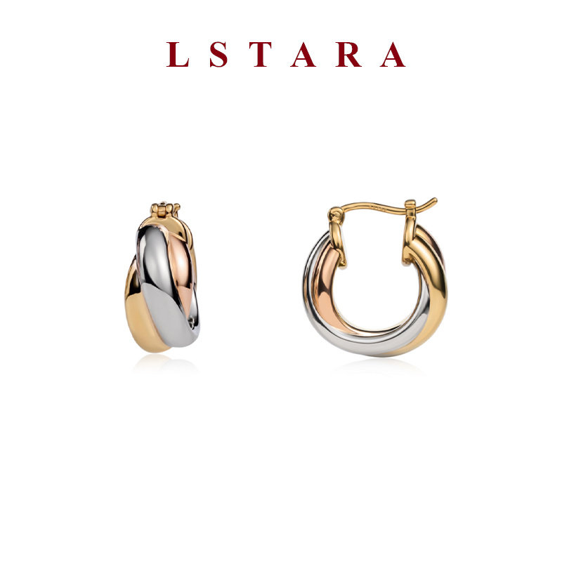 LSTARA18K金三色金耳圈
