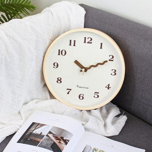 MJK静音卧室钟表木质挂钟客厅家用创意时尚新款挂墙装饰免打孔