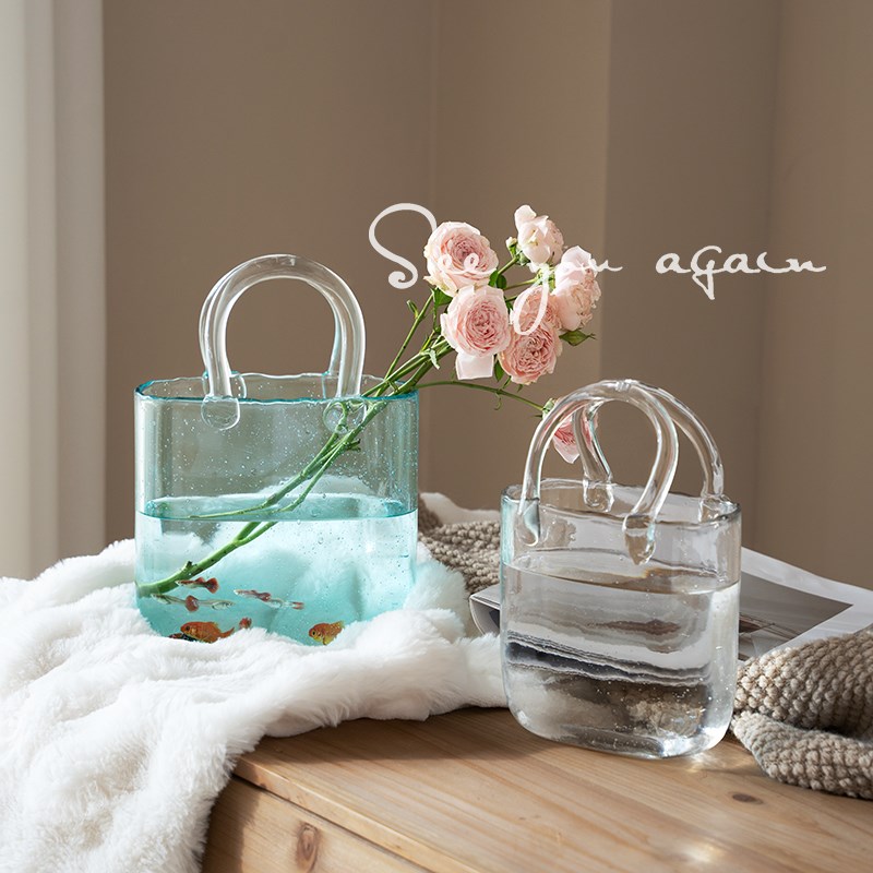 网红玻璃花瓶轻奢高级感创意鱼缸水E培鲜花透明摆件客厅插花装饰