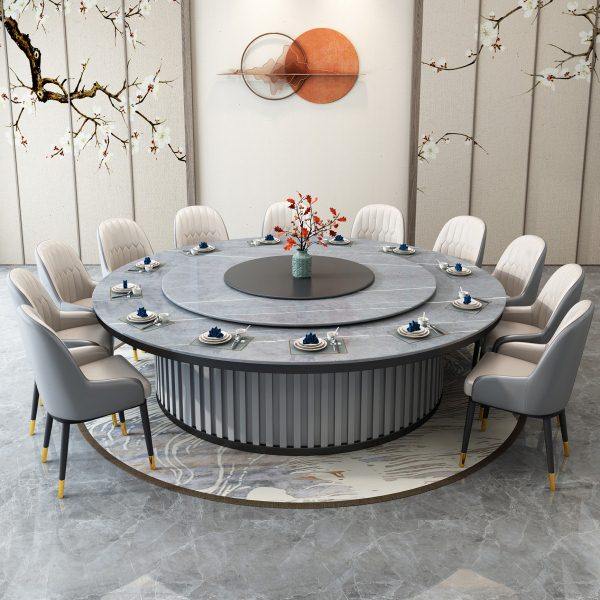 轻奢酒店电动大圆桌可旋转饭店岩板餐桌带转盘圆形电磁炉火锅桌,住宅家具,岩板餐桌,淘宝优惠券,粉丝福利购,淘宝优惠卷