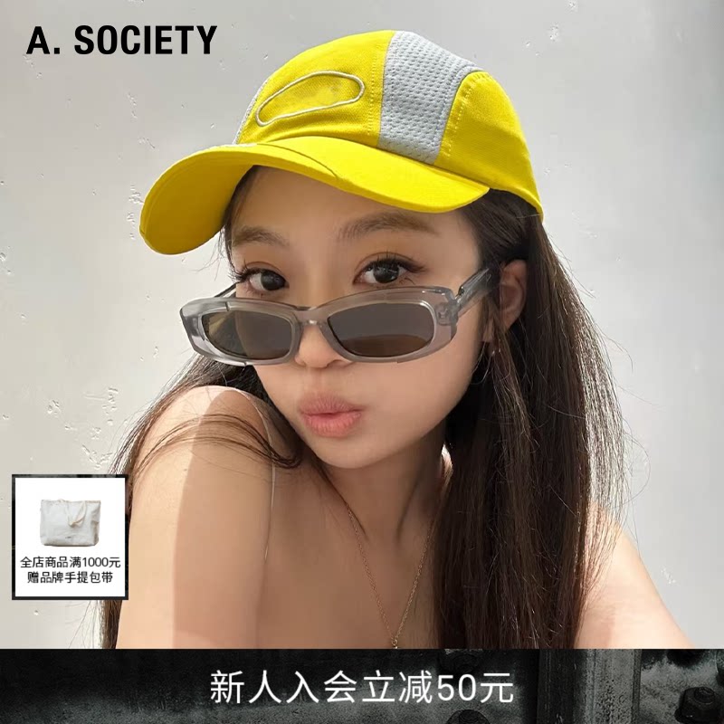 明星同款 A.SOCIETY RAW系列时尚防晒窄框方形板材男女墨镜 OLIN 款系实拍商品图
