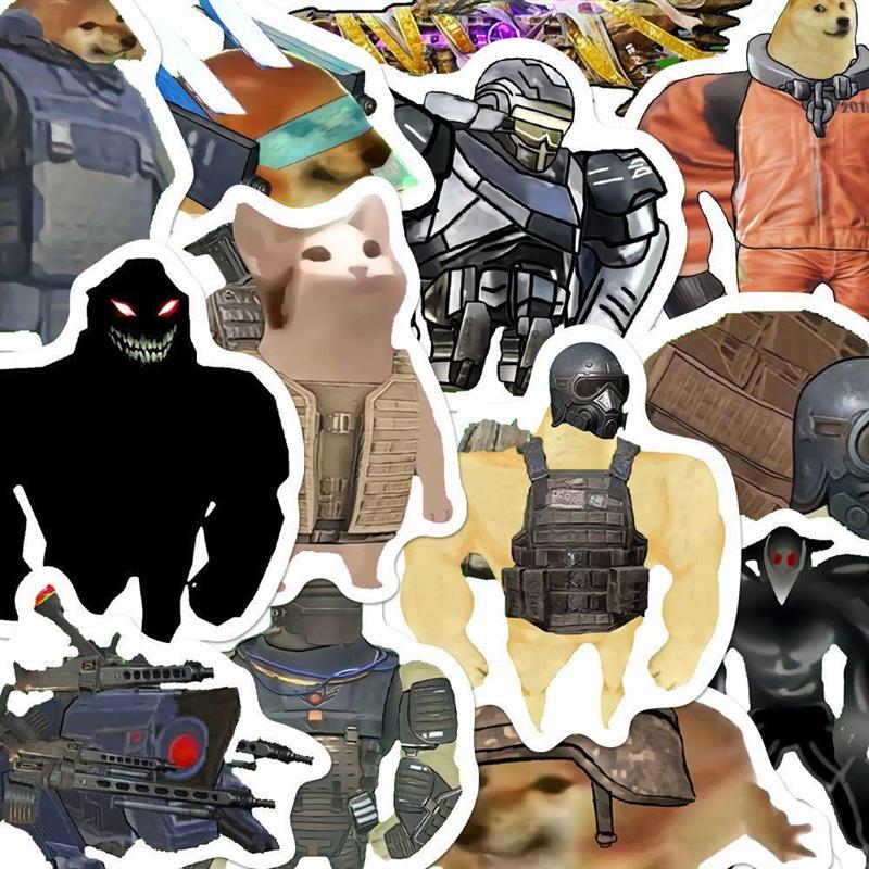 和平精英地铁逃生周边cheems贴纸动力机甲搞怪创意游戏搞笑小贴画