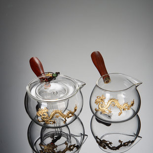 侧把玻璃煮茶壶加厚耐热镶锡电陶炉煮茶器茶壶单壶茶具花茶泡茶壶