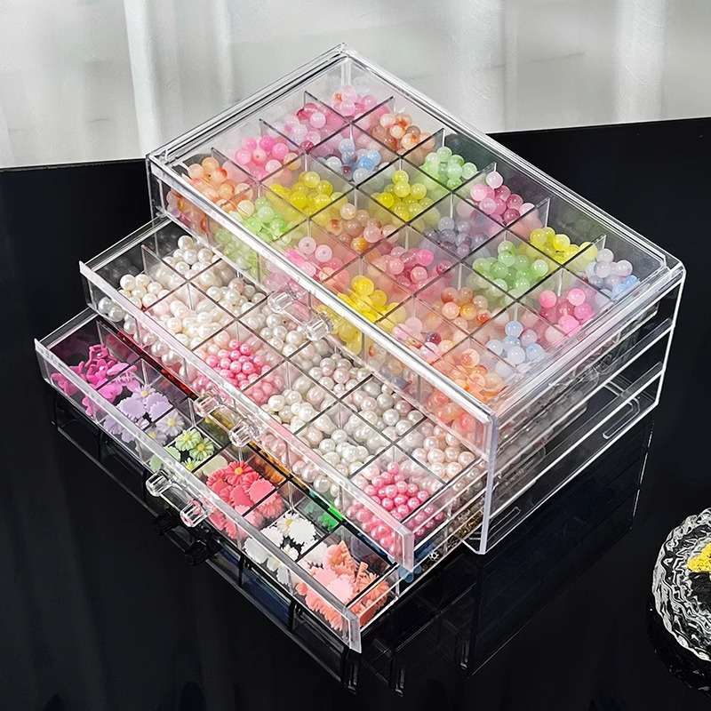串珠收纳抽屉琉璃水晶散珠子柜首饰分格透明桌面手工diy材料盒