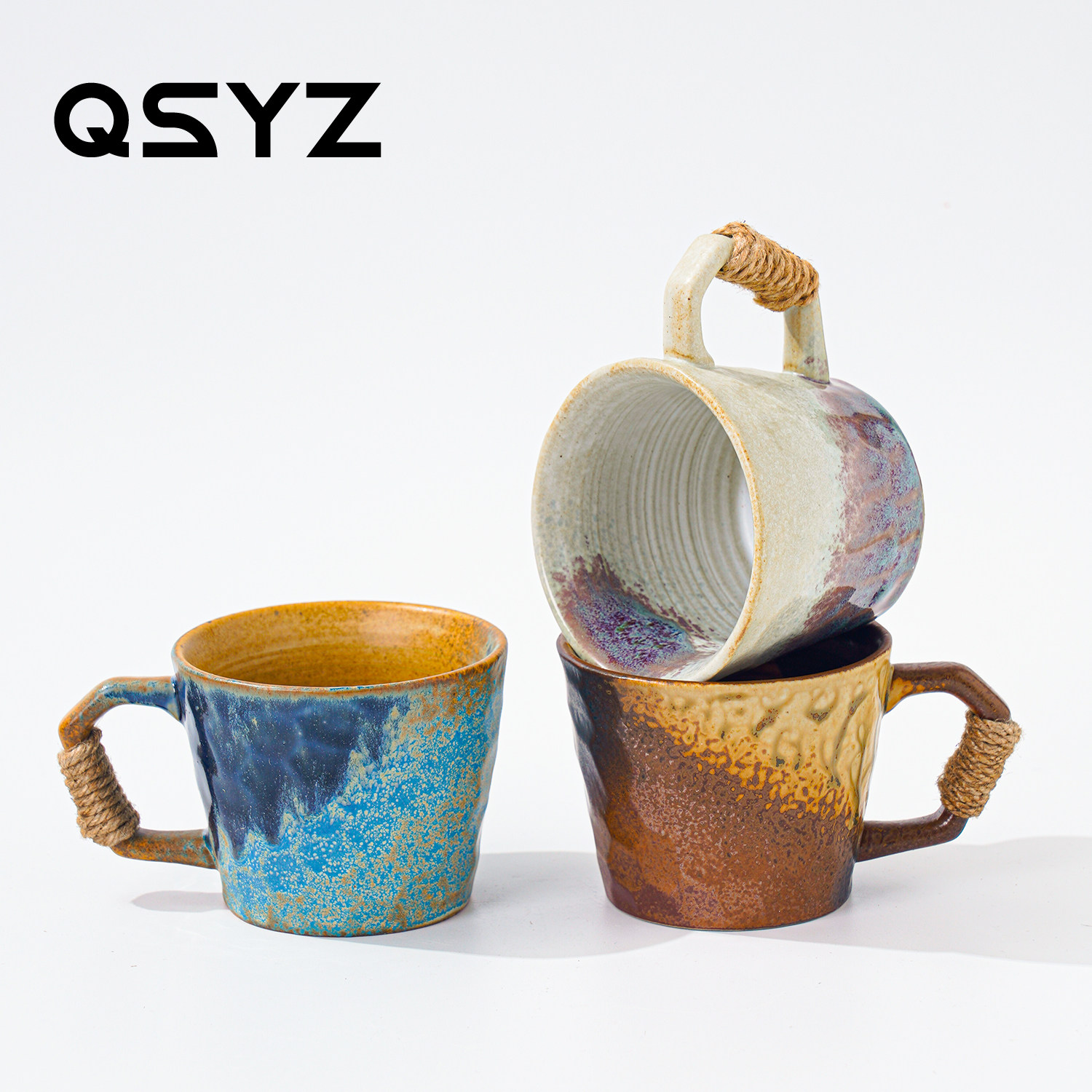QSYZ* Японская ретро-керамическая чашка, высококачественный дизайн, нишевая кружка ручной работы, офисная чашка для питья, кофейная чашка Изображение 1