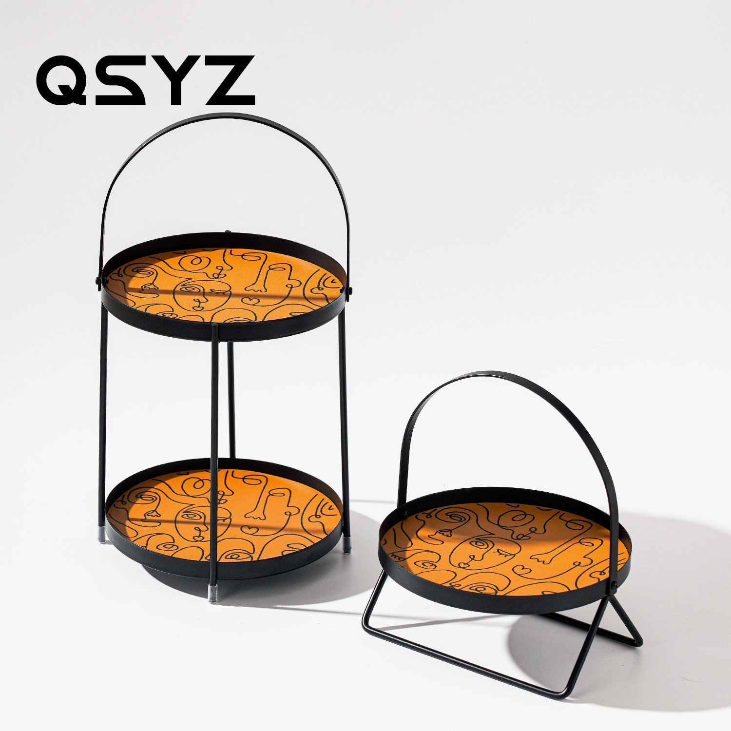 QSYZ·设计感抽象派家用收纳架多层桌面化妆品置物架入门玄关托盘
