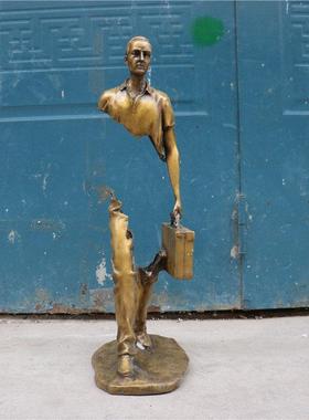 纯铜西洋人镂空雕塑 客厅家居办公室桌面装饰工艺品摆件