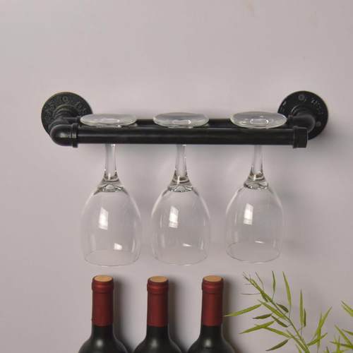 金属水管红酒杯架子壁挂酒架墙上置物架酒杯吊挂架葡萄酒高脚杯架