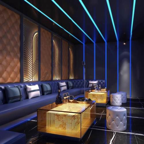 新款KTV酒吧茶几发光不锈钢钢化玻璃包房卡座大厅专用网红桌定制