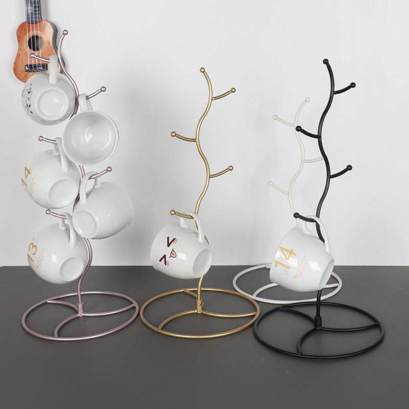 创意客厅家用杯架喝水杯杯挂架咖啡杯置物架茶杯金属挂式收纳架