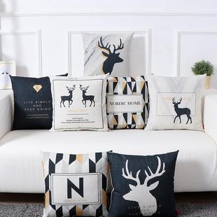 现代简约抱枕靠垫大理石纹黑白金北欧ins风格办公室沙发靠枕靠背