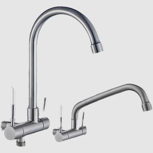 淘果横式入墙双控一分二厨房阳台水龙头单冷二出洗衣机免打孔喷枪