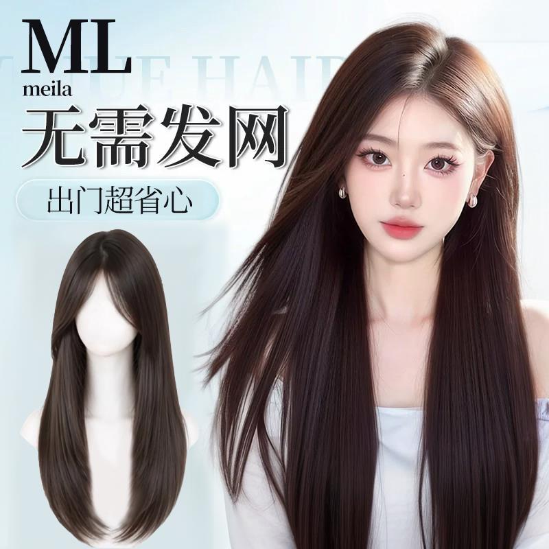 免发网假发女片头顶增发量高颅顶中分黑长直长发不用戴发网假发片
