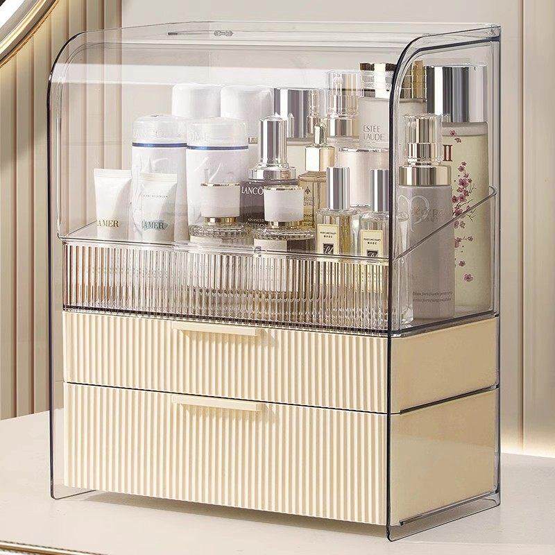 德国化妆品收纳盒防尘桌面化妆台护肤品置物架高级感透明压克力箱