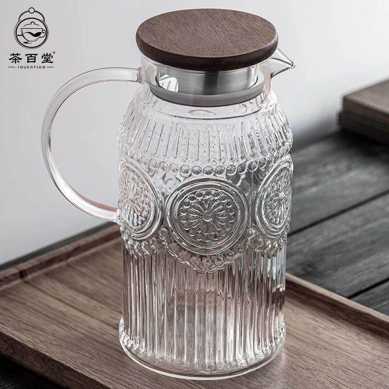 浮雕向日葵家用耐高温冷水壶玻璃凉白开大容量水杯客厅装茶壶套组