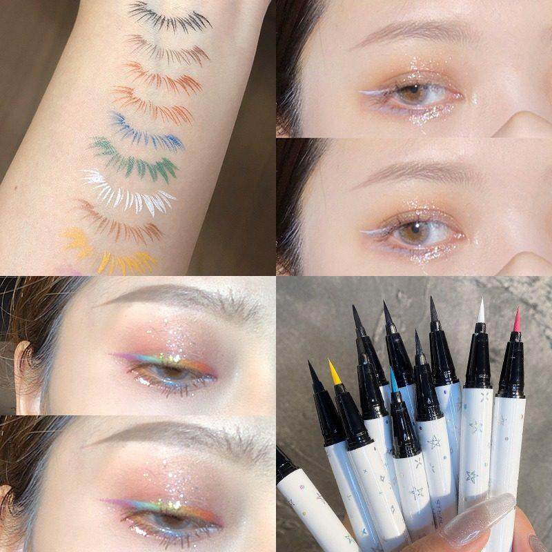 韩国专柜彩色眼线液笔极细持久伪素颜新手女防水防汗不掉色晕染