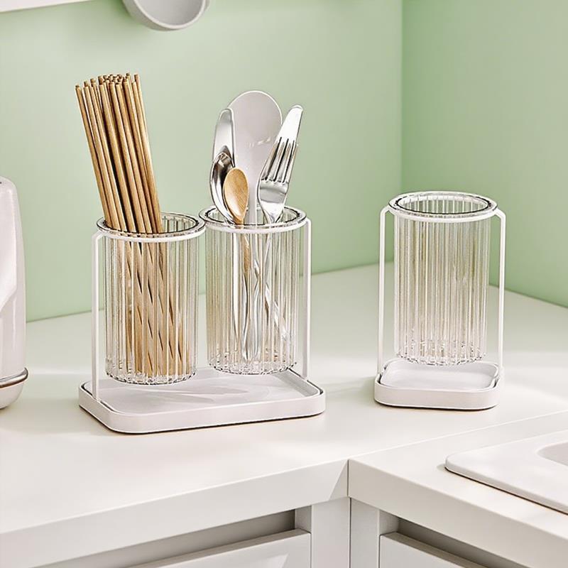 厨房筷子筒家用沥水透明置物架放刀叉勺子的收纳盒放筷笼篓桶壁挂