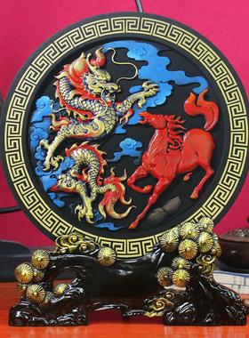 龙马精神活性炭雕工艺品电视柜酒柜书房客厅摆件家居装饰品摆设