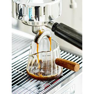 手冲咖啡小奶盅玻璃导流杯木柄大量杯蜜酱浇汁壶咖啡萃取杯带刻度