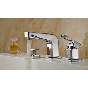 洗脸台盆坐式抽拉花洒水龙头冷热水两用二三件套3孔开 关下水两件