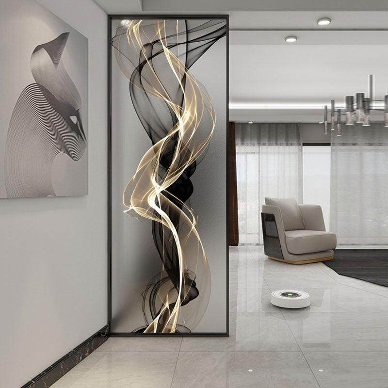 艺术玻璃轻奢入户玄关客厅隔间现代简约屏风隔断墙遮挡玻璃屏风