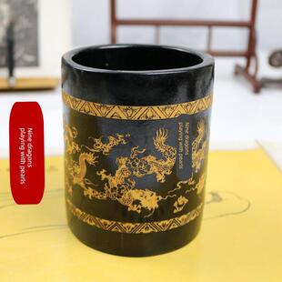 竹雕书法毛笔筒竹子笔筒多功能竹制圆桶办公文具学生刻字礼品定制