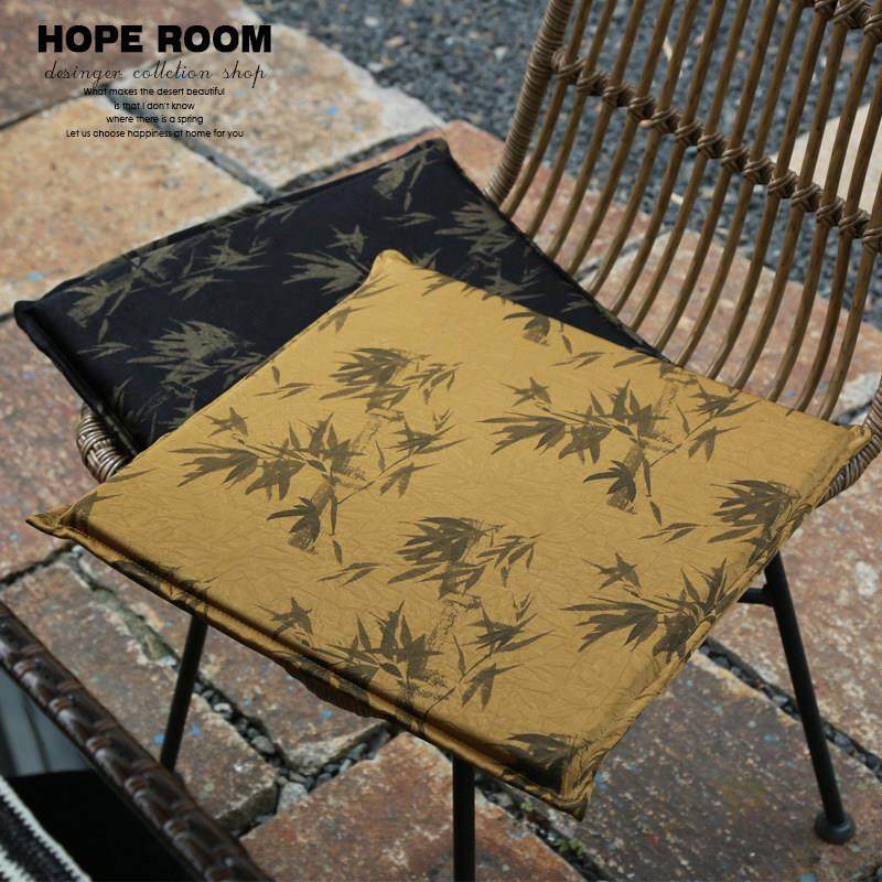 新中式坐垫客厅家用花园竹子座椅垫子飘窗垫方形绸缎海绵座垫