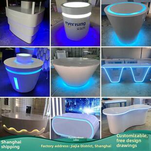 展厅展位展示架彩绘发光公司产品圆形科技感岛展示柜展示柜定制