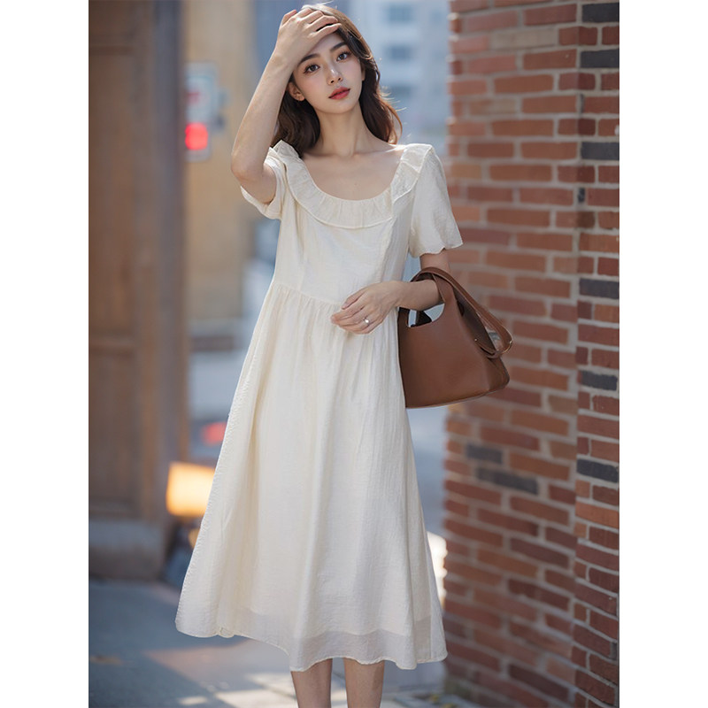 温柔风长裙法式显瘦a字连衣裙女夏2023新款气质娃娃领漂亮裙子女