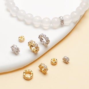 欣履S925纯银镶钻隔珠DIY配件手链项链隔片银镀18k金饰品编绳串珠