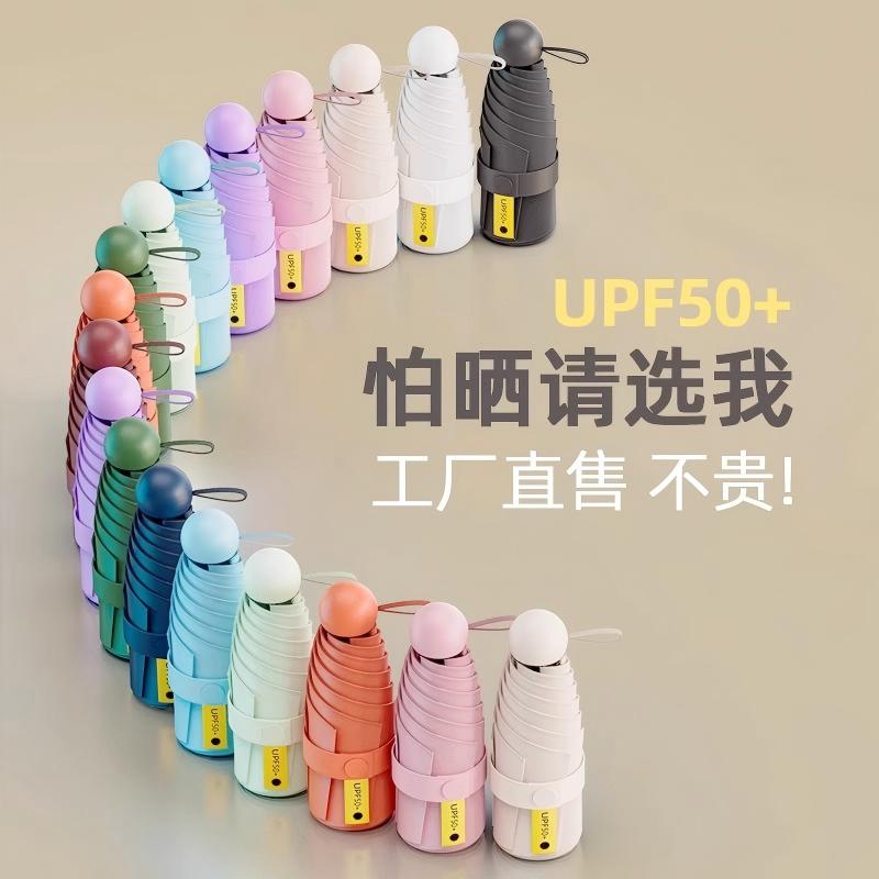 迷德熊晴雨两用便携小巧加厚黑胶防晒胶囊遮阳紫外线男女可用迷你