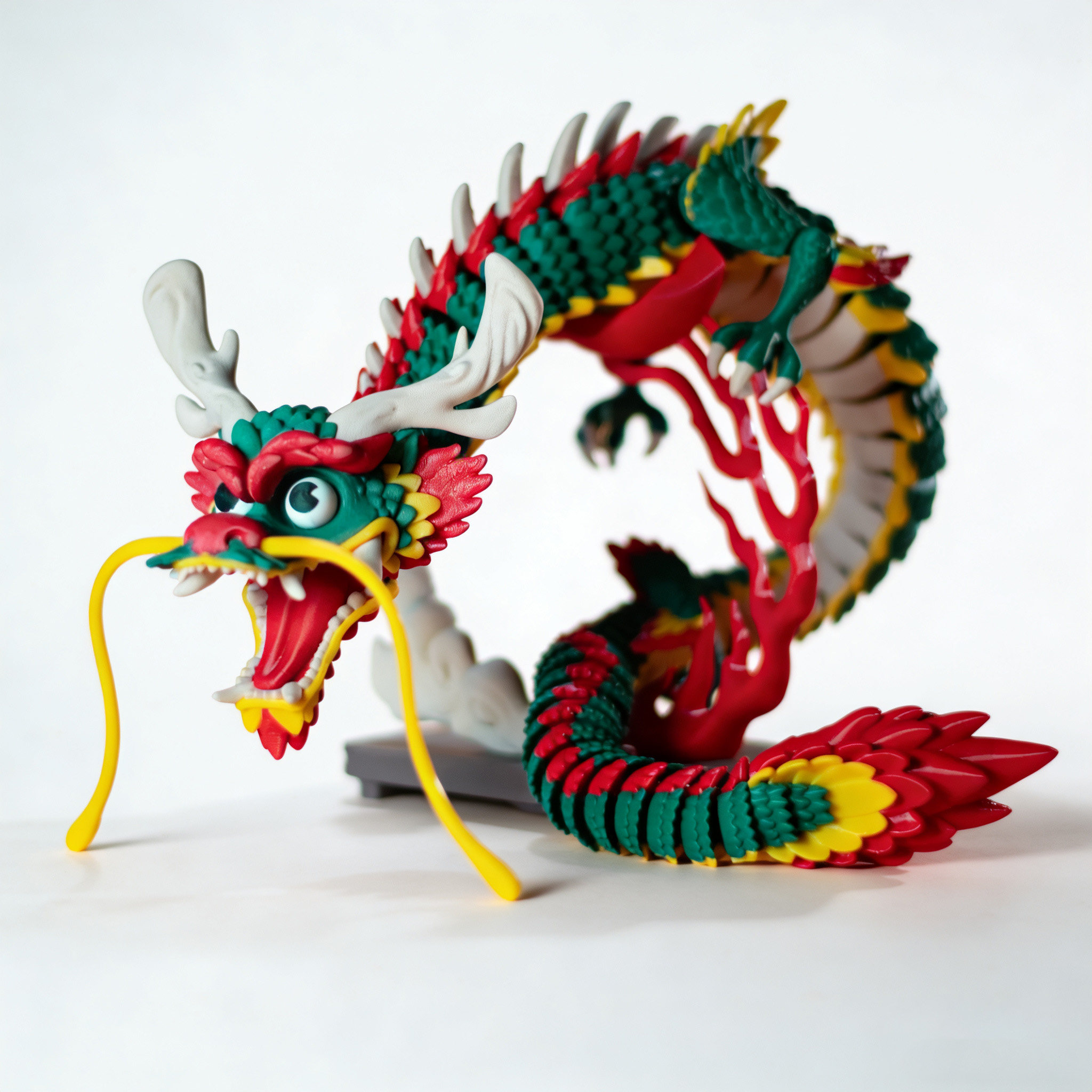 3D打印五彩帝王龙关节可动手办