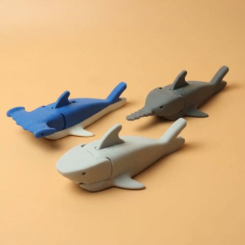 3D打印可动张嘴鲨鱼模型摆件