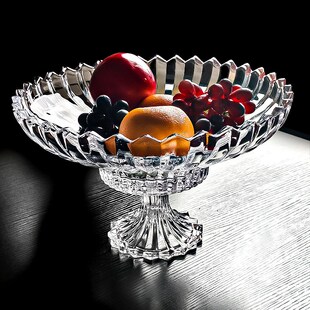 晶鑫餐具水晶玻璃高脚水果盘客厅茶几家用高颜值高端精致网红爆款