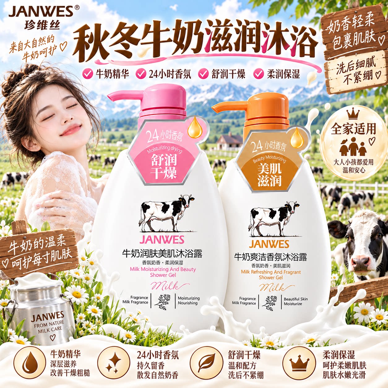 牛奶香氛沐浴露持久留香保湿