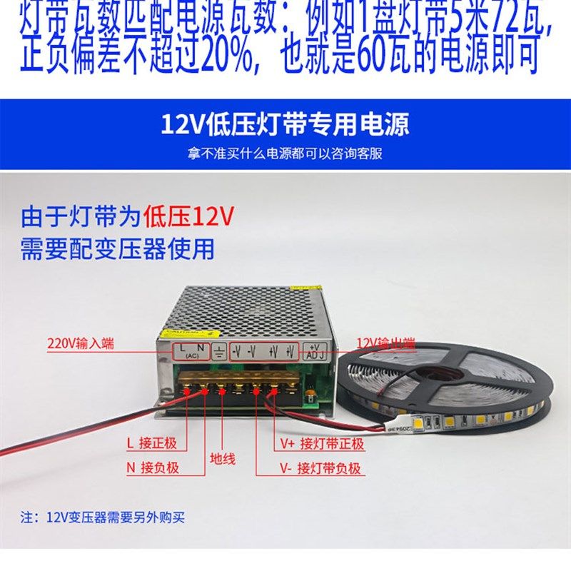 LED灯带5V12V24伏直流超亮5050放水贴片带背胶黄红蓝粉暖白车灯条